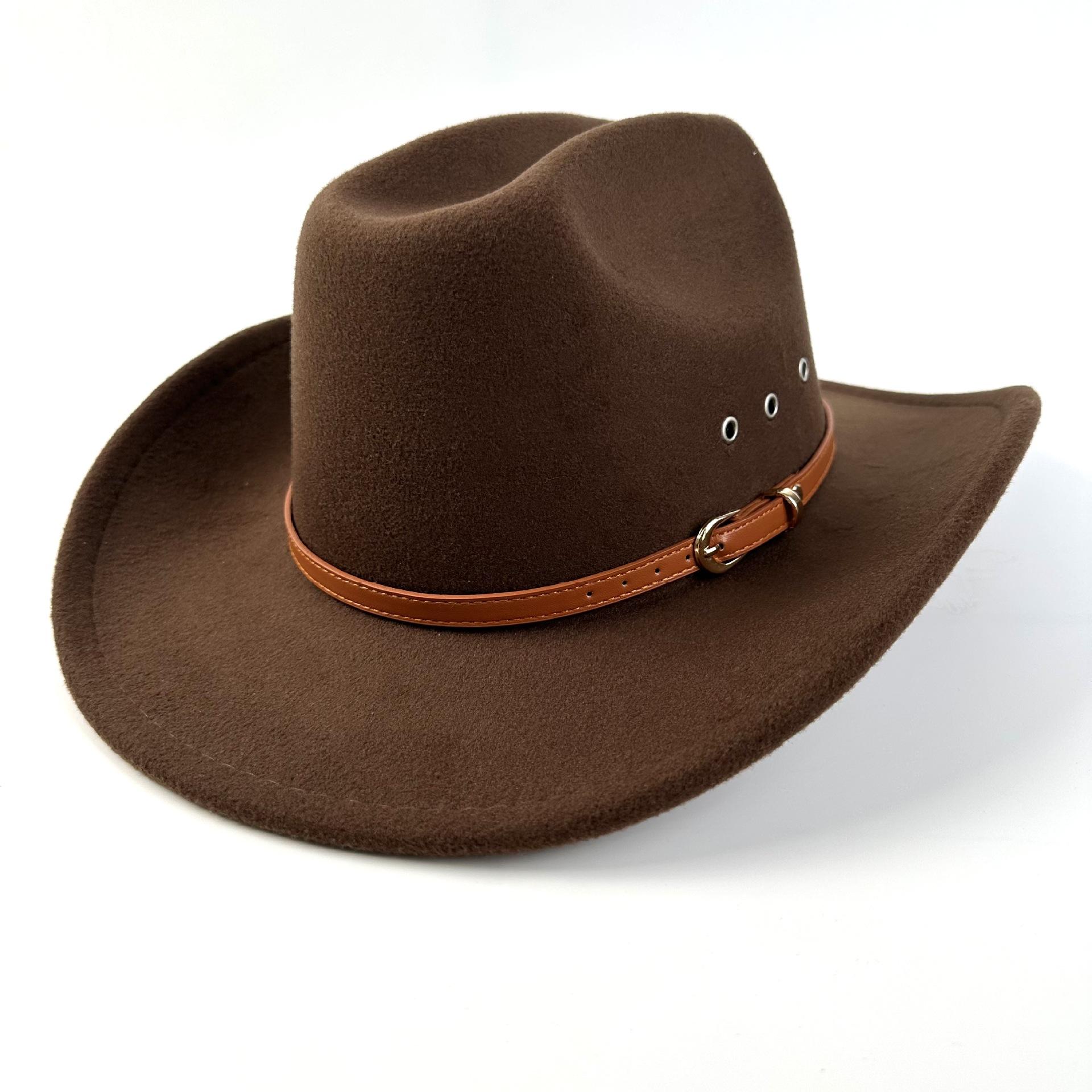 

Популярная Шляпа Женская Европейский и Американский Стиль Западная Ковбойская Шляпа Мужская Этнический Стиль Широкие Поля Цилиндр Шляпа Джаз 56-58cm темный кофе