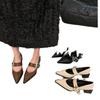 Retro pointed Mary Jane small leather shoes women's autumn and winter new French thick heel single shoes