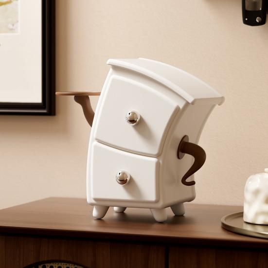 Dual Drawer Storage Box Cartoon Design Decorative Organizer Keys Jewelry Cosmetics Stationery Entryway Desktop Organizer