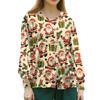 Women's Christmas Print Long Sleeve Cardigan with Single Breasted Buttons for Caregiver Work Uniform