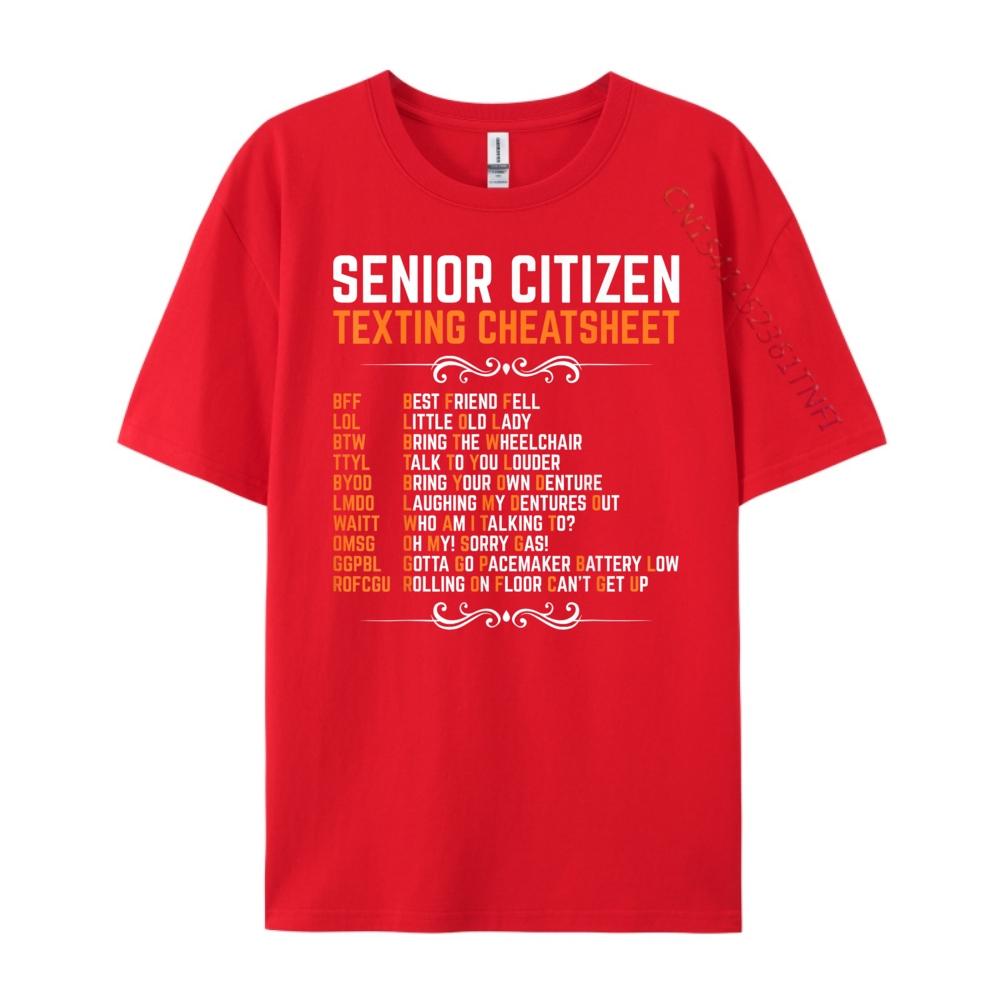 Funny Senior Citizens Texting Code Cheatsheet Grandpa Luxury T Shirt Men High Quality Christmas Valentines Day Gift TShirt