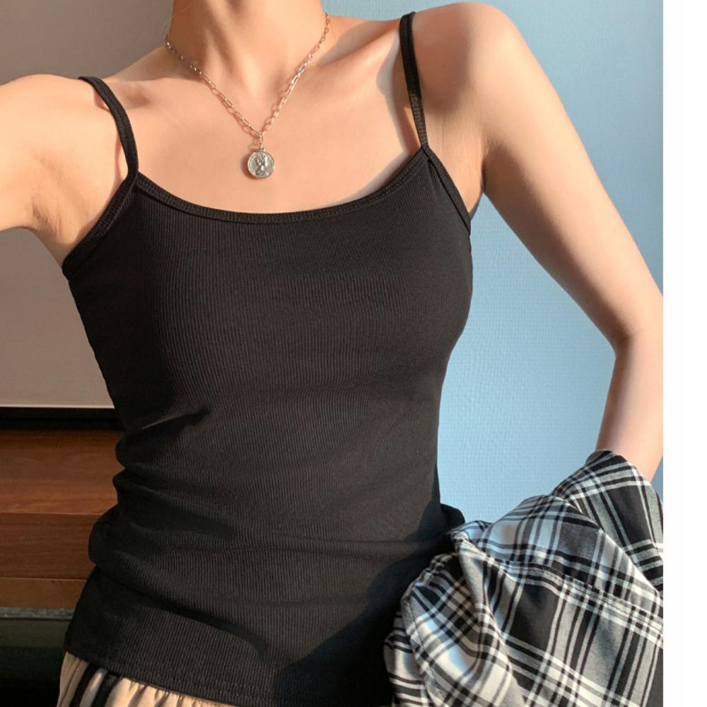 U Neck Knit Tank Top Straps Crop Tops Women Summer Camis Solid Color Yoga Camisole Fashion SportsTube Female Sleeveless Cropped Y2K Girl Clothes