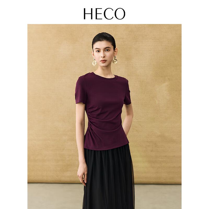 

HECO New Chinese Style Pleated Round Neck T-shirt S