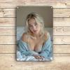 Vintage Metal Wall Art Sign 8x12 Inch Blonde Blue Lingerie Humorous Retro Decor Pre Drilled Easy Install