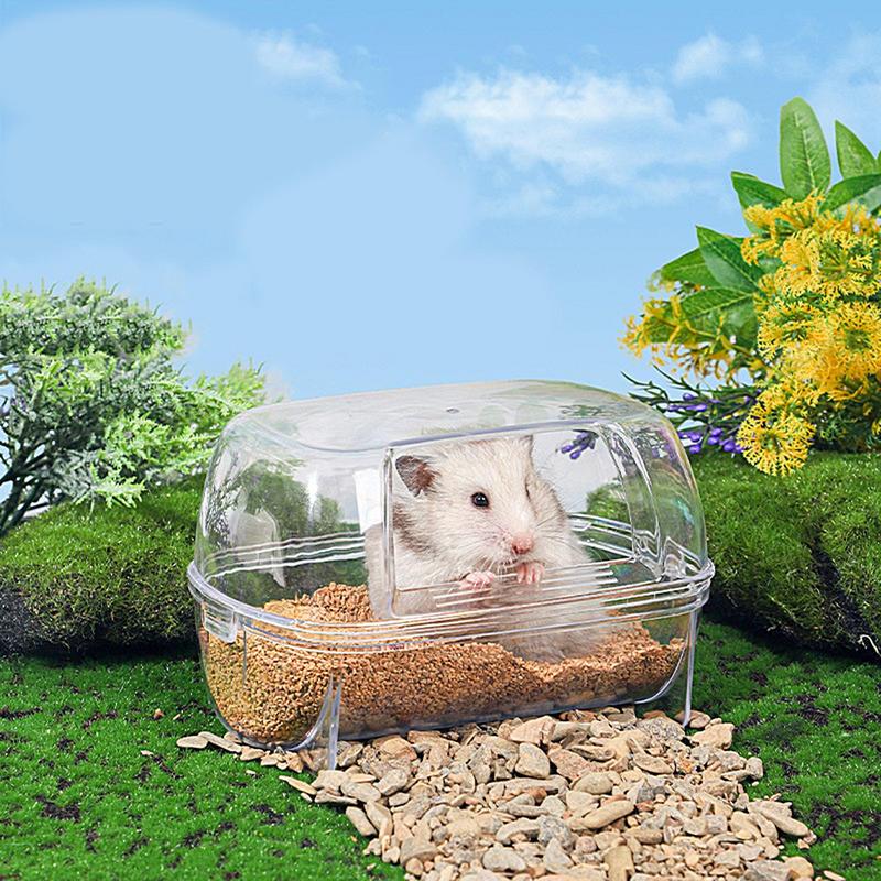 Hamster Sand Bath Box Clear Sand Bath Shower Room Cage Accessories Litter Box Hamster Bed For Mice Lemming Gerbils Small Animal france
