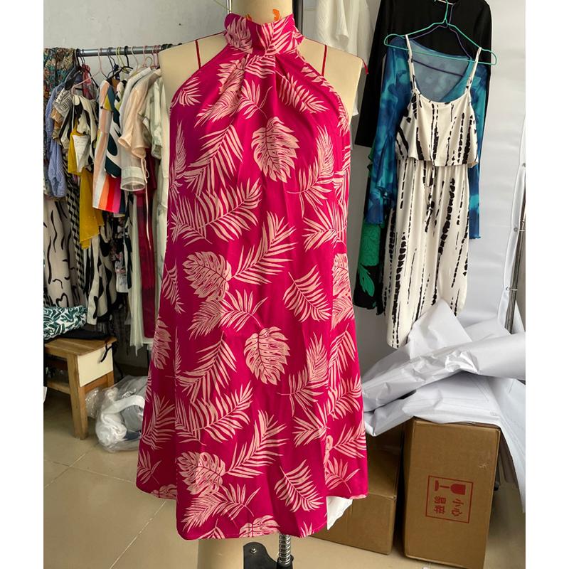 Summer New Halter Sleeveless A Line Casual Dresses Women Elegant Print Vacation Beach Women's Sexy Dress Fashion Slim Sleeveless Female Dress 25929