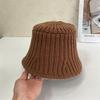 Solid color wool knitted jacquard flat top bucket hat women autumn and winter warm art college wind shade basin hat