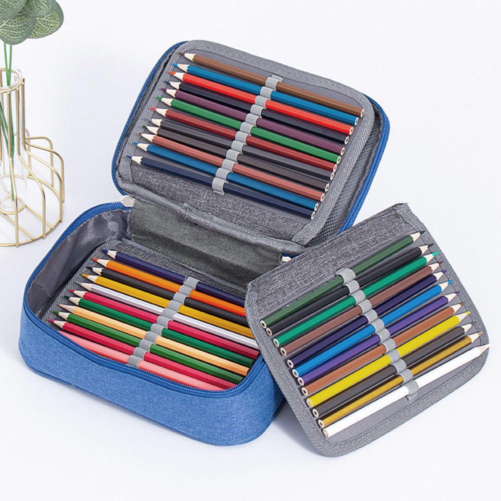 Large Capacity Stationery Storage Bag With Zipper Lnner Pocket 72 Holes Pencil Case  Simple Canvas Stationery Supplies