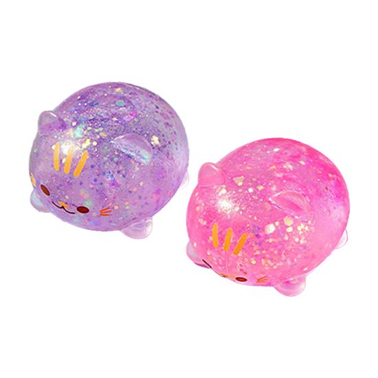 1/2/3Pcs Mini Cat Squeeze Toy Stress Relief Clear Glitter Kitten Stress Sugar Ball Sensory Toy Decompression Fidget Toy Party Favors