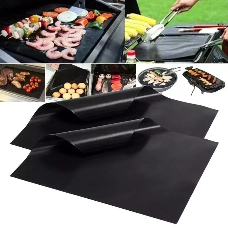 1PC 33x40cm Reusable Non-stick BBQ Grill Mat 0.08mm Thick PTFE Barbecue Baking Liners  Cook Pad Microwave Oven Tool  DropShip