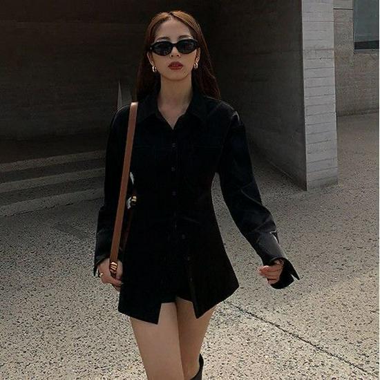 White Long-Sleeve Cinched Waist Slimming Top - Trendy Designer Style for Women, Perfect for Spring & Autumn