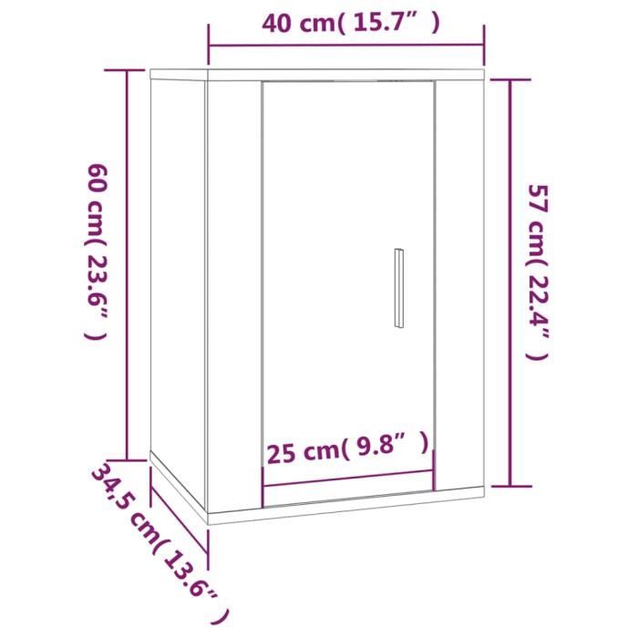 816664 vidaXL Meuble TV mural Gris béton 40x34,5x60 cm