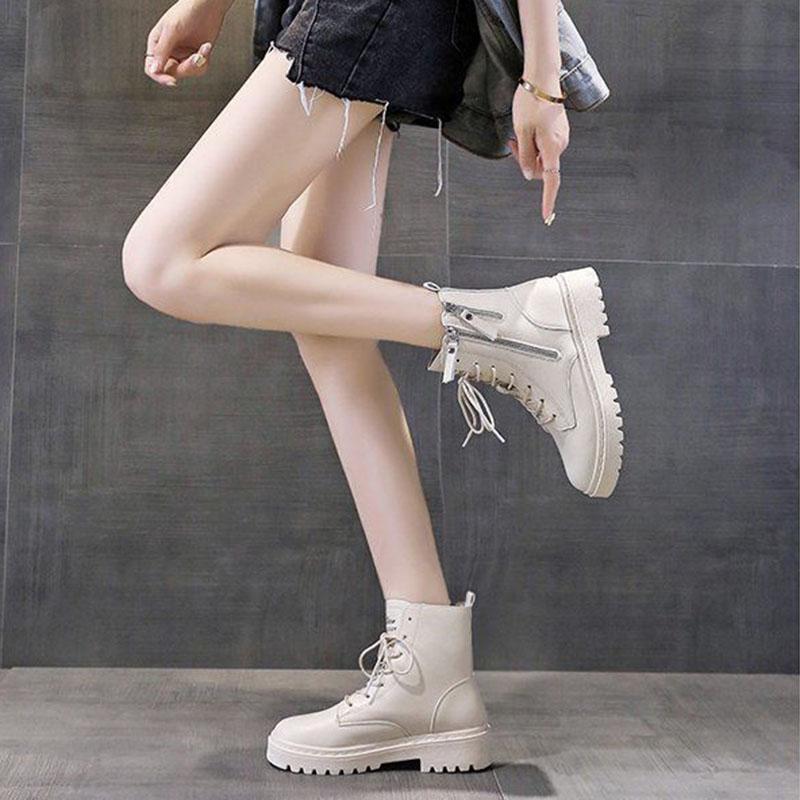 HOESCZS Womens Shoes Spring and Autumn Heeled with Thick Bottom Side Zipper Belt Buckle Popular Fashion Single Martin Boots Women HOESCZS Womens Shoes Spring and Autumn Heeled with Thick Bottom Side Zipper Belt Buckle Popular Fashion Single Martin Boots Women
