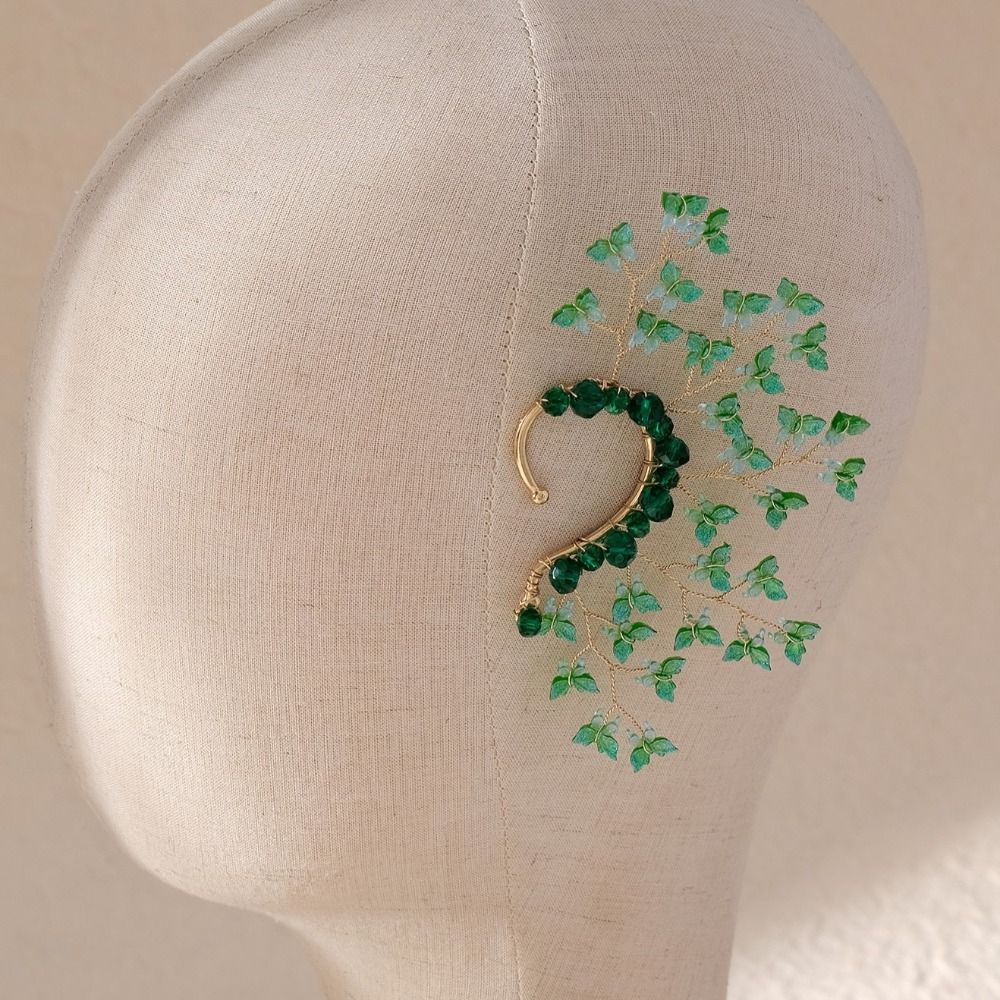 Fairy Pearl Flower Ear Cuffs Chic Rhinestone Ear Clips Aesthetic Butterfly Elf Ear Cuff  Girls