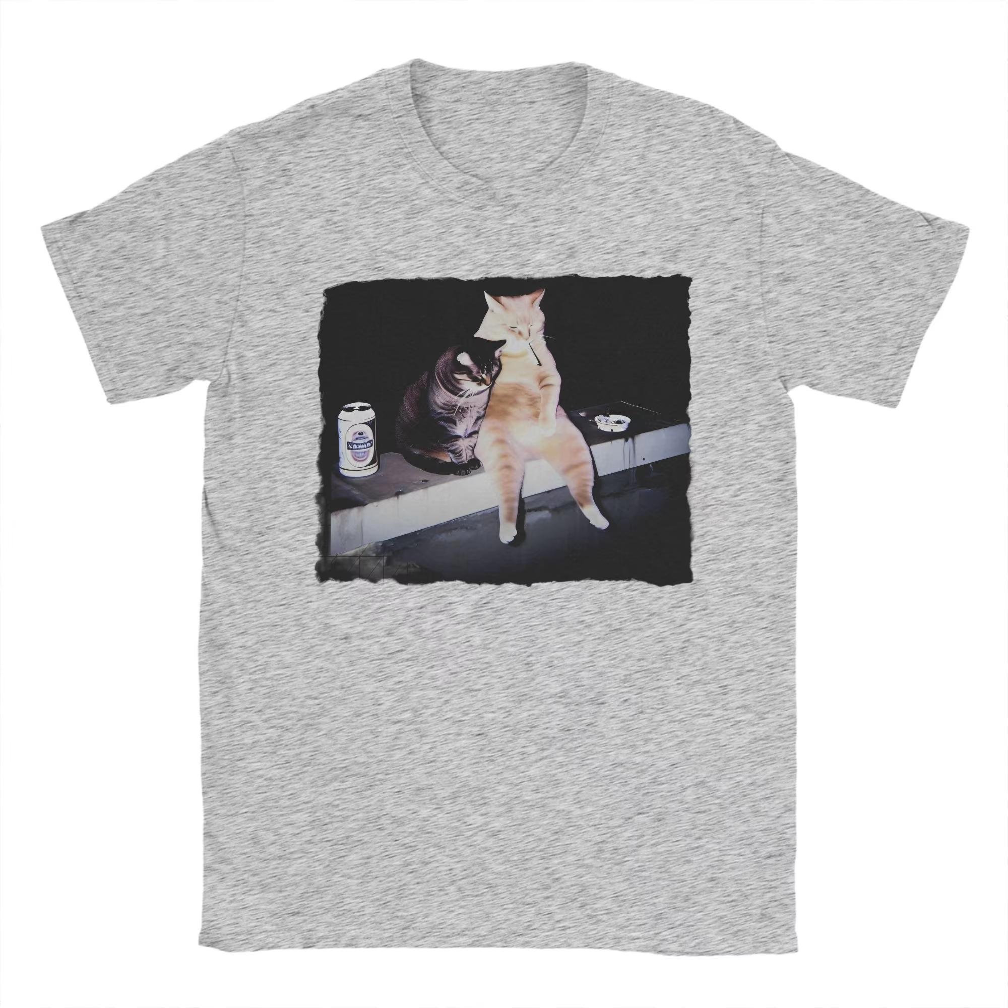 

Smoking Cat Meme T Shirts Autumn Pure Cotton Men s and Women s T-shirt Short Sleeve Street Fashion Trend Clothing S