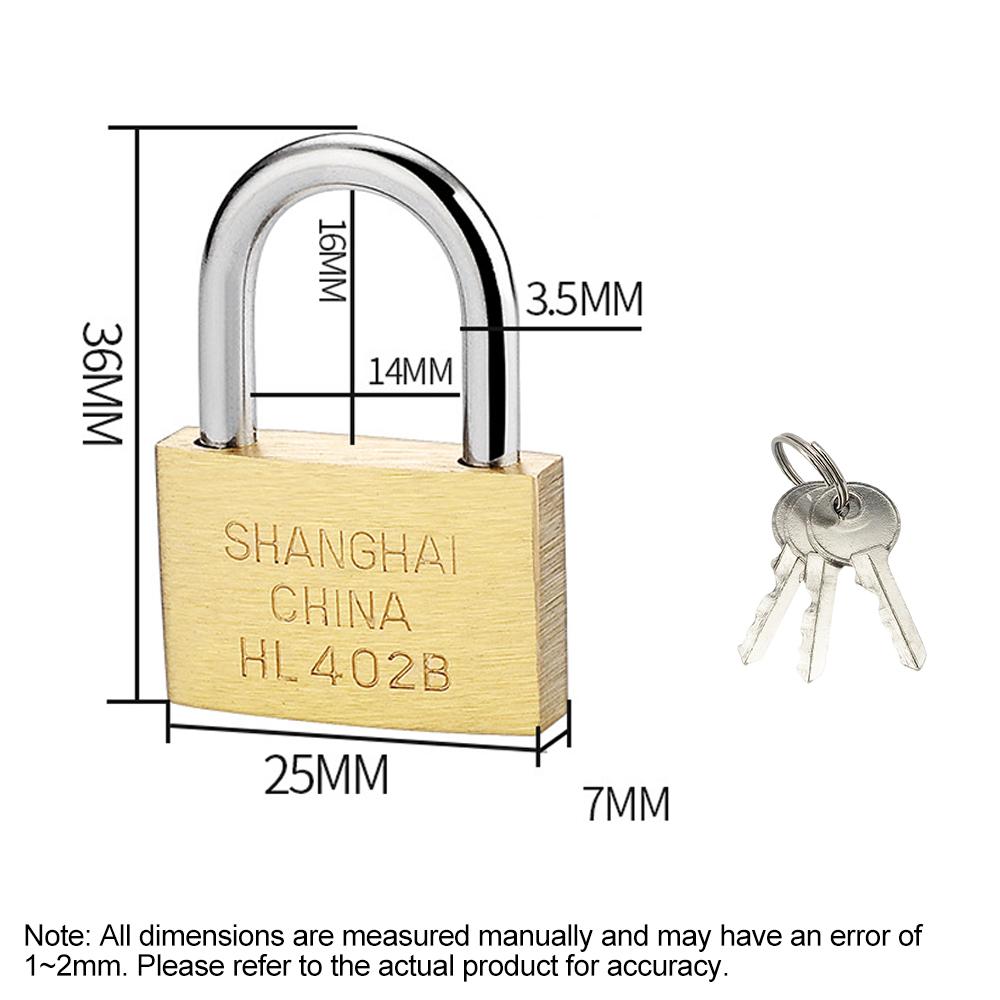 Copper Padlock Small Locks for Luggage Case Locker Home Improvement Hardware 20mm 25mm 30mm 40mm 50mm Include 3Keys 4