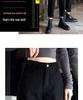 2025 Winter Black Velvet Thickened High-Waist Slimming Loose Harem Jeans for Petite Women
