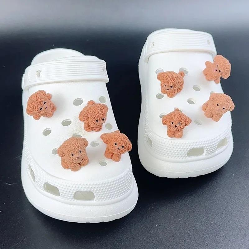 4/8PCS Summer Fashion Shoe Charms Set Accessories for Clogs Shoe Buckle Cute Teddy Dog DIY 3D Shoes Decorations for Bogg Bag