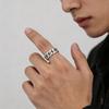 CaiYi S925 Sterling Silver Twist Chain Ring - Trendy Unisex Design