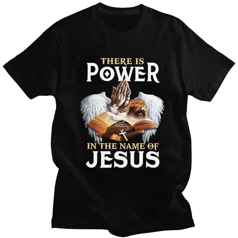 Custom Trendy Power In The Name Of Jesus T Shirt Men Short Sleeves 100 Cotton Tshirt Christian Faith Tee Tops Fashion Tshirts