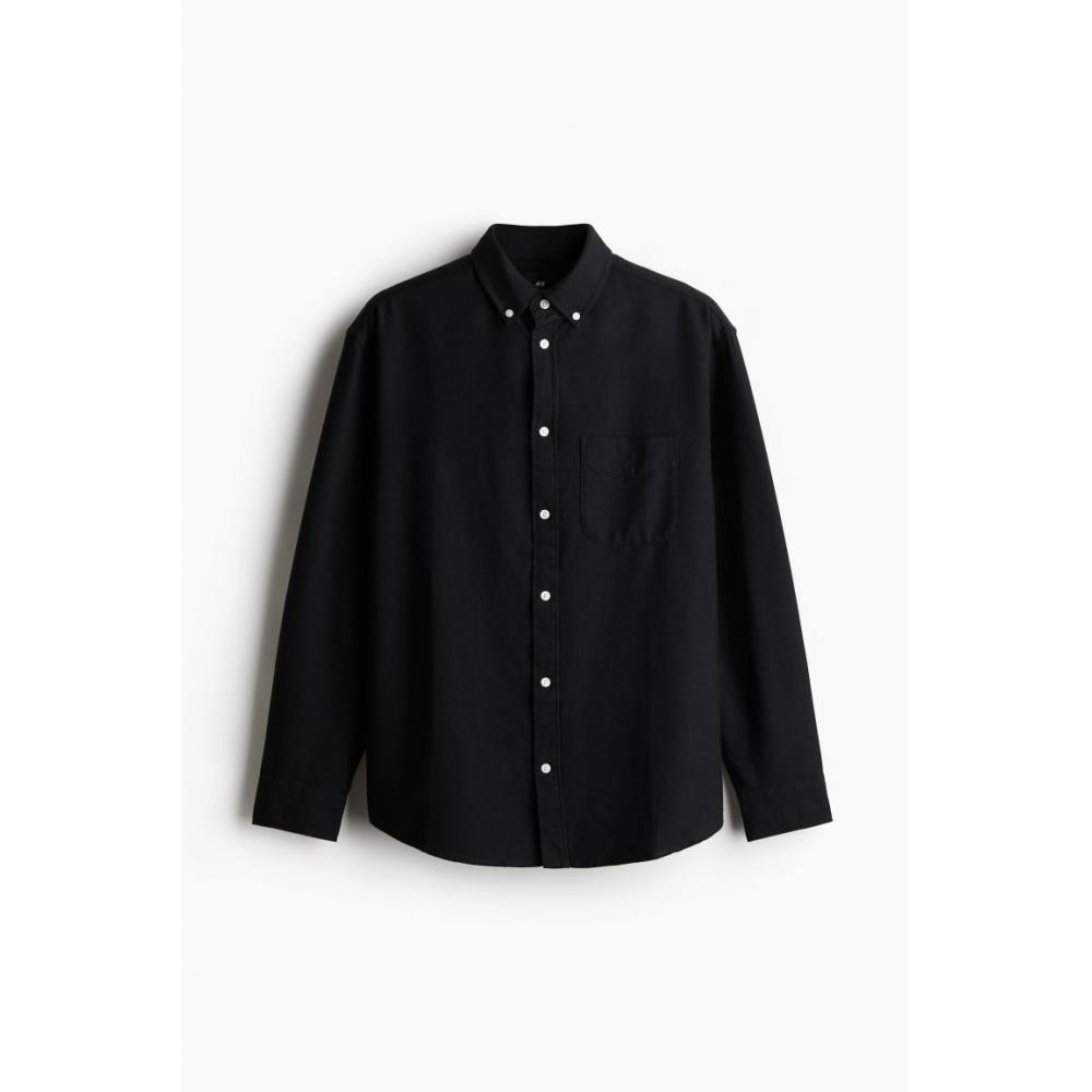 H M Regular Fit Oxford sHirt Black