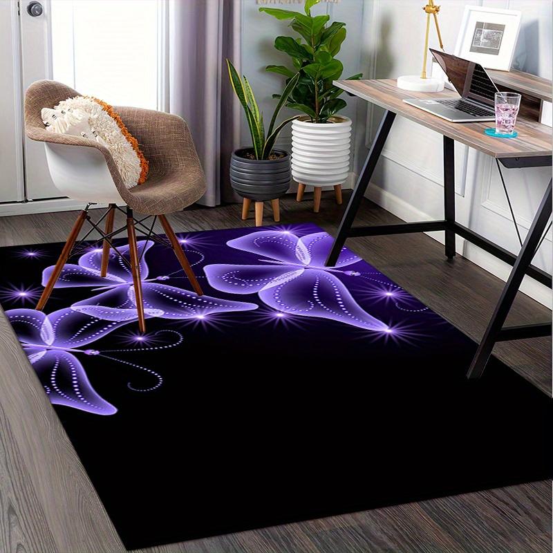 1pc. Purple Butterfly Home Decorative Rug Office Chair Mat Outdoor Carpet Gift for Women Girls Kids Room Bedroom Living Room