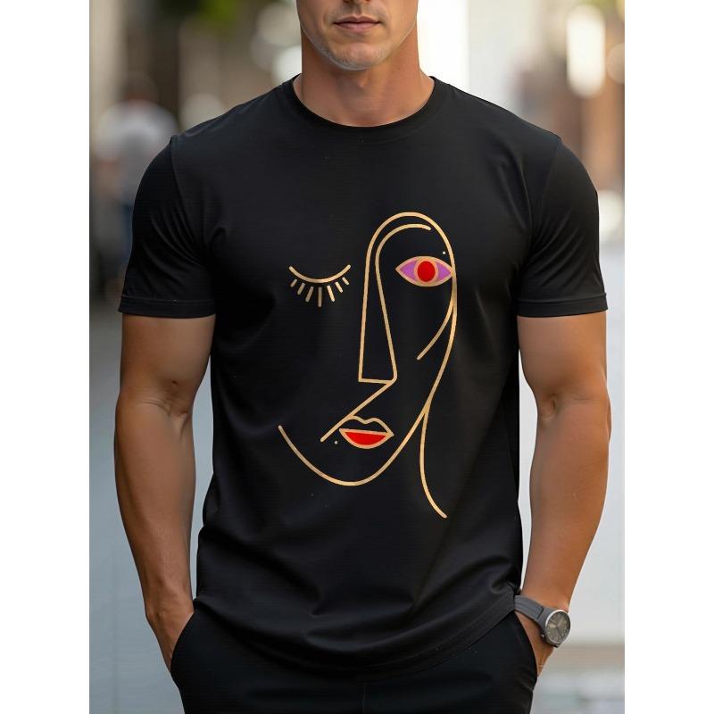 Men s Printed Short-sleeve T-shirt, Breathable Summer Top. Stylish and Casual, Machine washable,Comfortable Fit. S