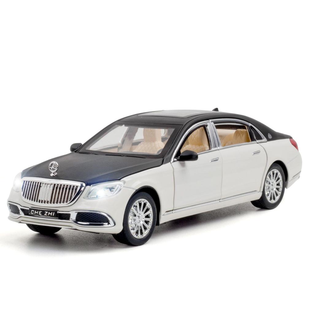 1/24 Benz Maybach S600 Legering Metall Bilmodell Formgjutna Metall Leksaksfordon Bilmodell Hög Simulering Ljud och Ljus Leksak för Barn Gåva