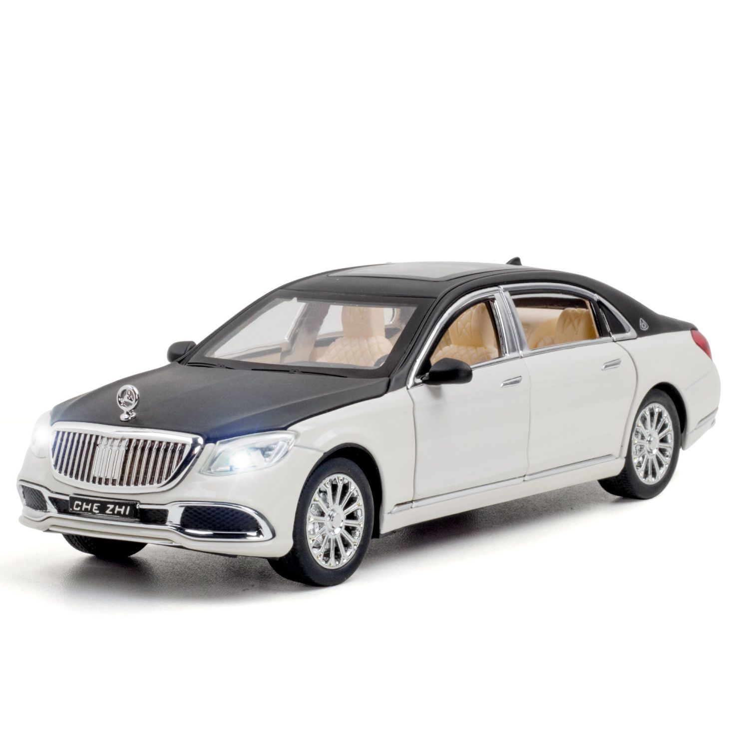 

1/24 Benz Maybach S600 литой металлический автомобиль модель игрушечного автомобиля металлический игрушечный транспорт модель автомобиля с высокой имитацией звука и света детская игрушка в подарок белый