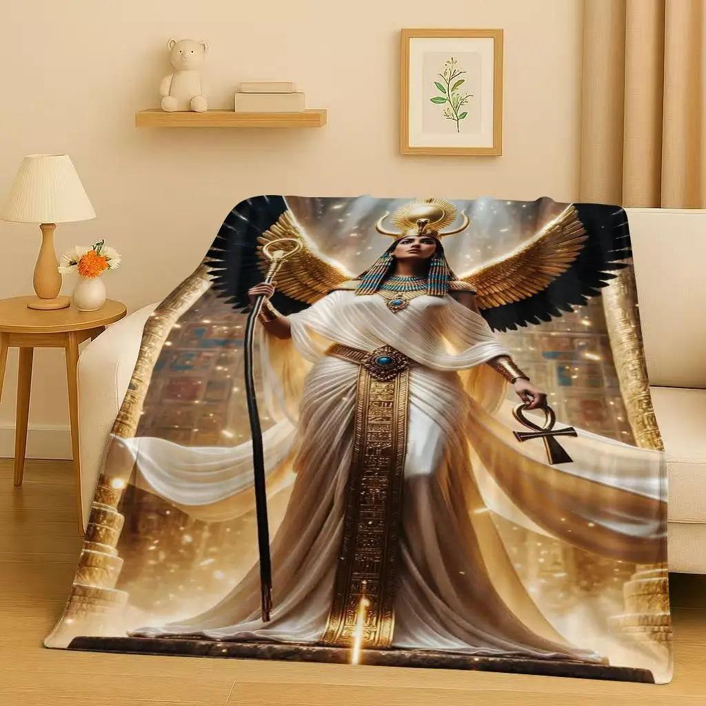 HD Dead God Anubis Pharaoh Ancient Egypt Mythology Cartoon Flannel Blanket,Ultra Soft Plush Throw for Home Bedroom Bed Sofa