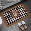 Checkerboard Flower Pattern Door Mats Floor Mats For Bathroom Retro Non Slip Carpets Kitchen Beadroom Entrance Rug Homg Decor