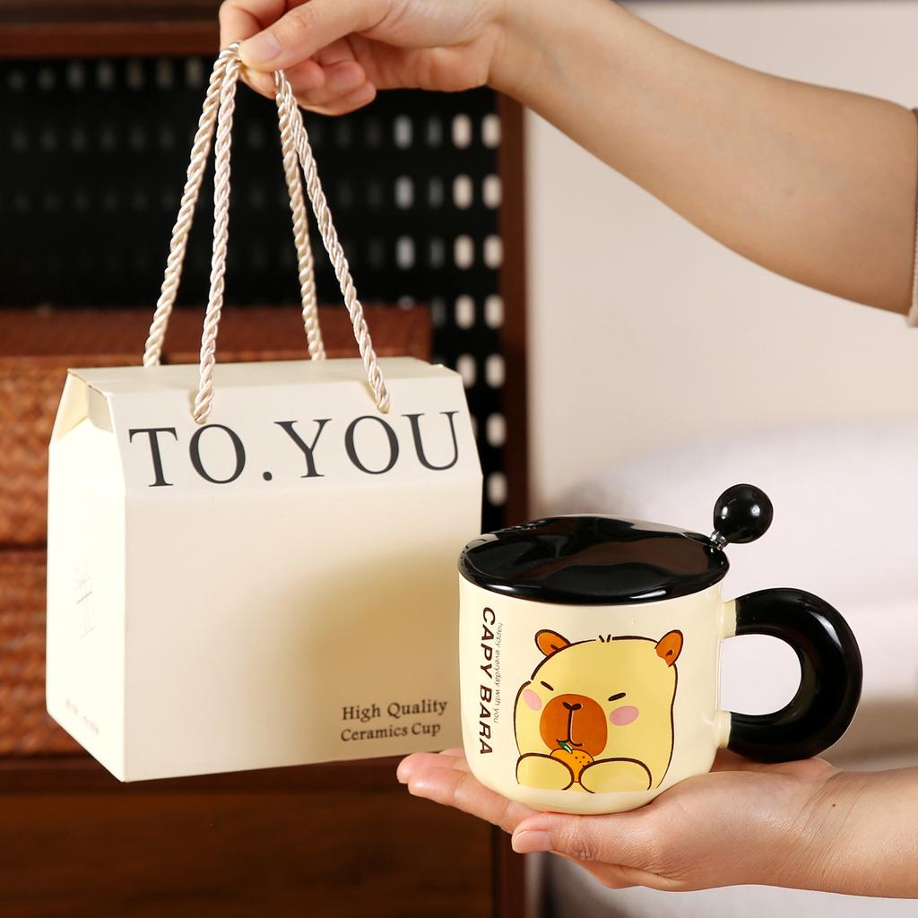 Mug with Lid Kapibala Creative Cup Cute Ceramic Water Cup Home Opening Event Souvenir