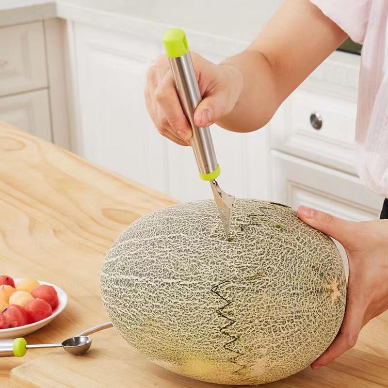 Stainless Steel Watermelon Scoop and Fruit Carving Tool Set