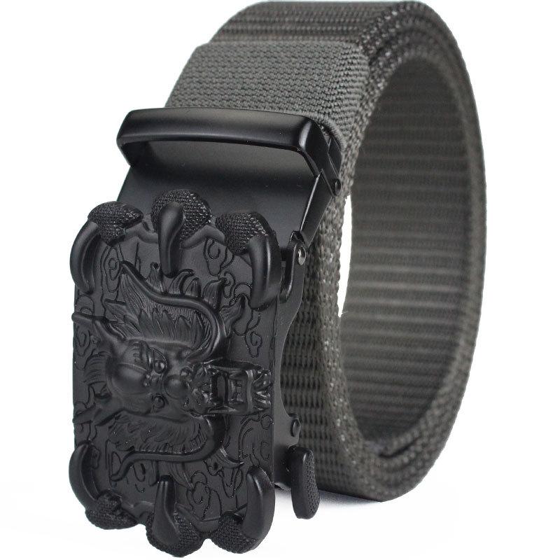 Belt, Men's Automatic Buckle Toothless Business Casual Men's Belt, Young People's Personality Trendy Nylon Canvas
