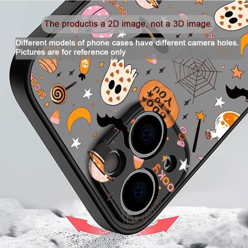 Cartoon Halloween Pumpkin Ghost Bat Pattern Phone Case for IPhone 11 12 13 14 16 15 Pro Max Mini XS X XR 7 8 Plus SE2 Back Cover