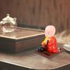 Nodding Buddhist Monk Car Ornament Solar Energy ABSDashboard Decoration Little Monk Figurine Ornament for Home