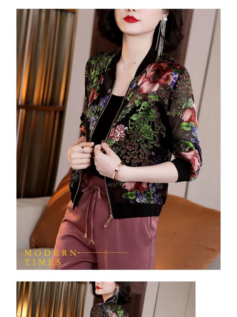 Women's Summer 2025 Plus Size UV Protection Chiffon Baseball Jacket