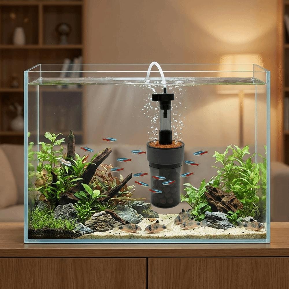 Efficient Fish Tank Filter Detachable Air Pump Driven Aquarium Protein Skimmer with Suction Cup Pneumatic Filter Aquariums