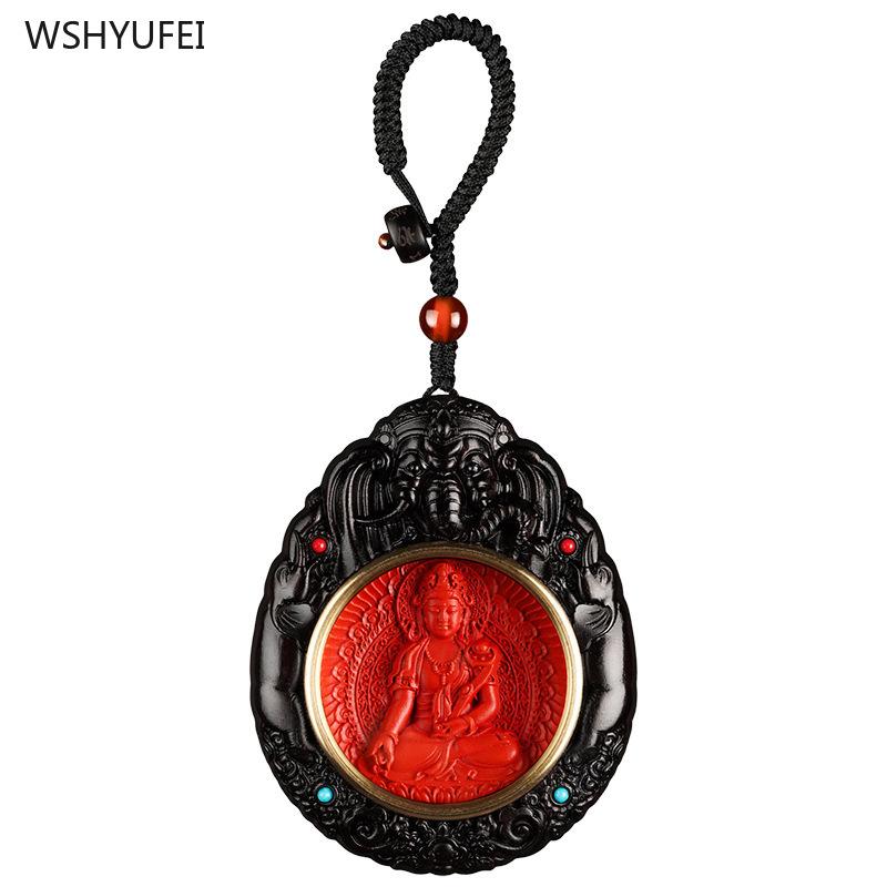 Benming Buddha Pendant Cinnabar Zodiac Pendant Guardian God Buddha Card Necklace Car Accessories Bodhisattva Samantabhadra