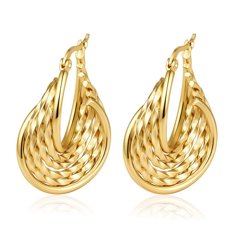 Direct supply multi-layer stainless steel earrings women's trend light luxury versatile earrings plated 18k earrings fashion