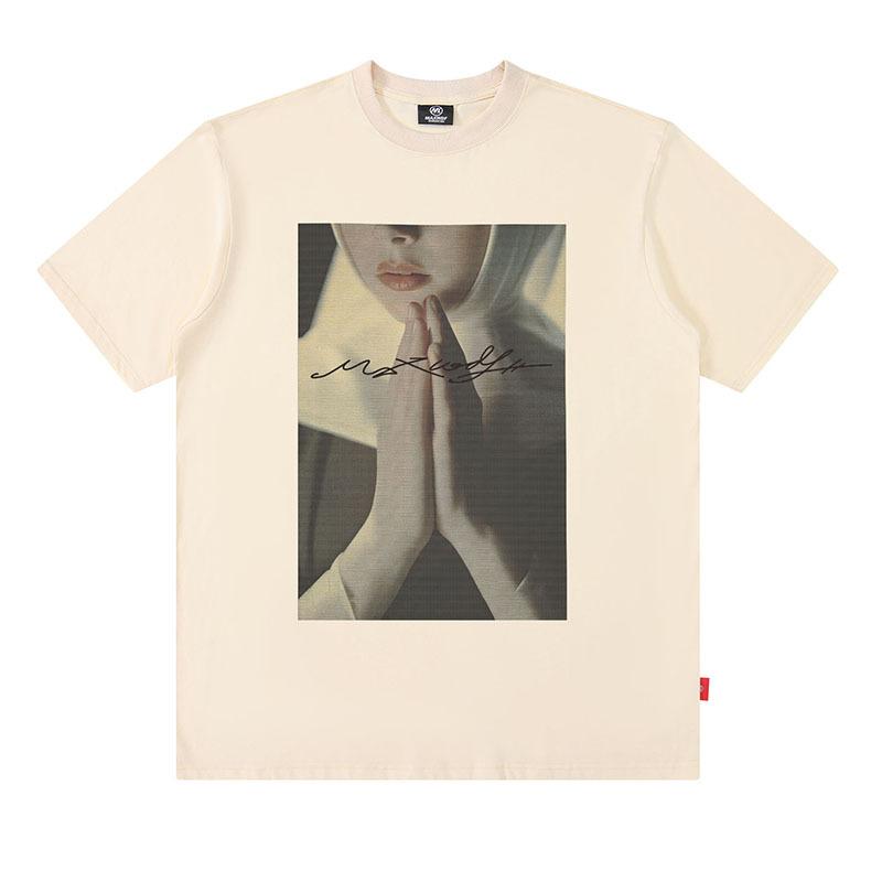 European And American High Street Abstract Printing T-Shirt Oversize Large Version Casual Cotton Short-Sleeved T-Shirt Men And Women