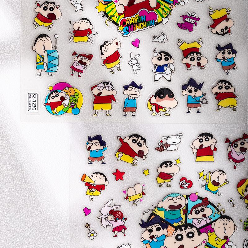 Crayon Shin-chan Cute Embossed Stickers for Phone and Computer Cases