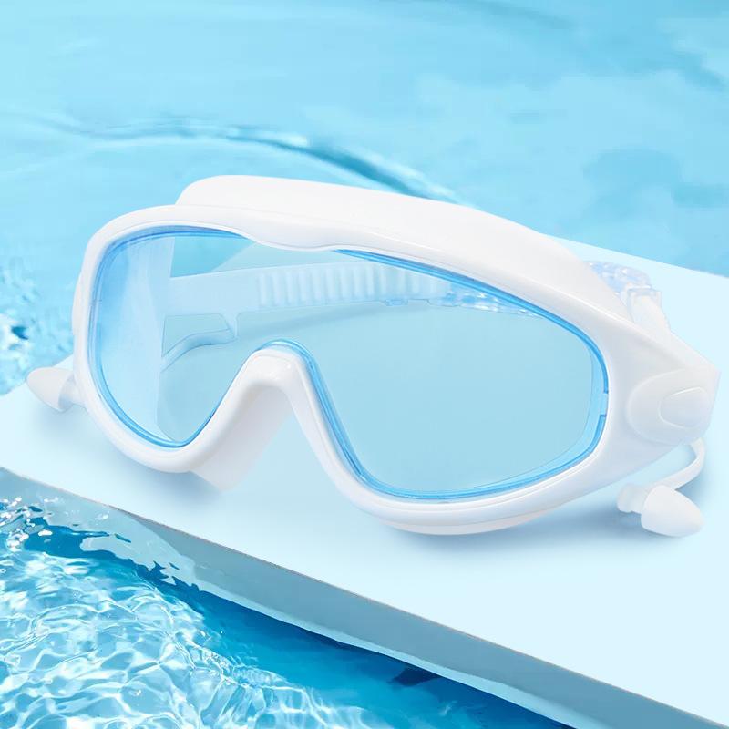 Adult Silicone Waterproof Swimming Glasses Plating Clear Anti-Fog Large Frame Diving Goggles Swim Sports Eyewear with Earplug