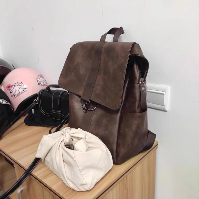 Trendy Women's Soft Leather Backpack: 2026 College and Travel, Korean & Japanese Style, 16-inch Laptop Capacity
