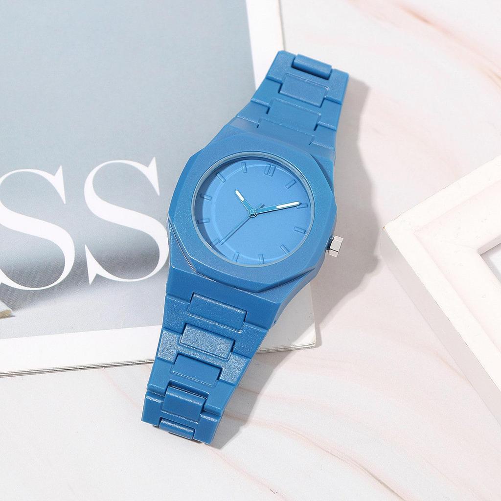 Men's Watch Unique Waterproof Resin Band Analog Simple Stylish Octagonal Quartz Fashion Accessory