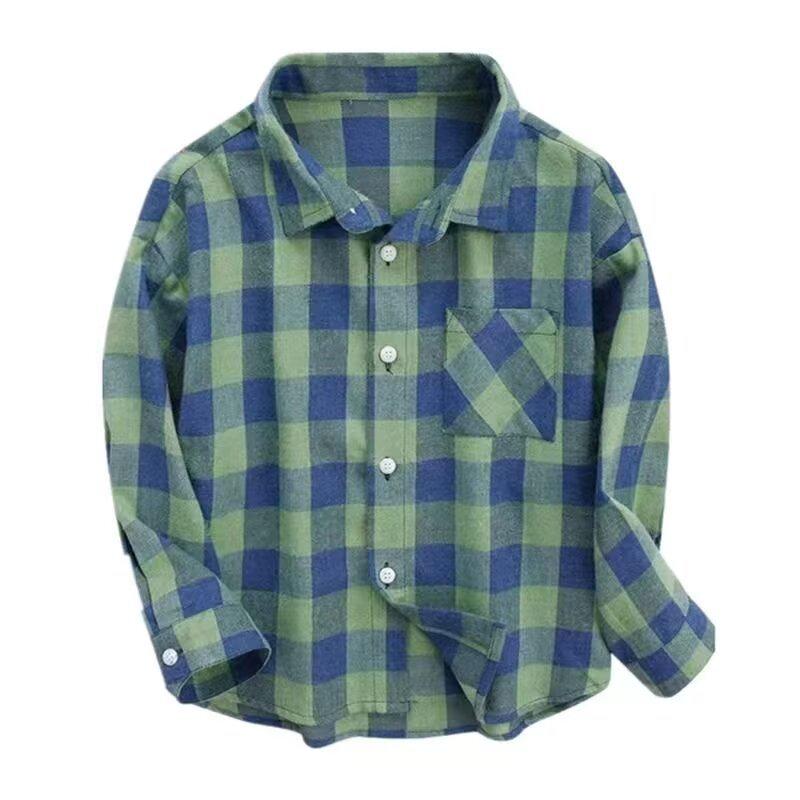 Boys' Fashionable Plaid Shirt - 2024 Spring Trend for Children