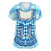 Women's V Neck Short Sleeve Work Shirt with Pockets Oktoberfest Print Nursing Scrub Top Comfortable Fit Lightweight Fabric