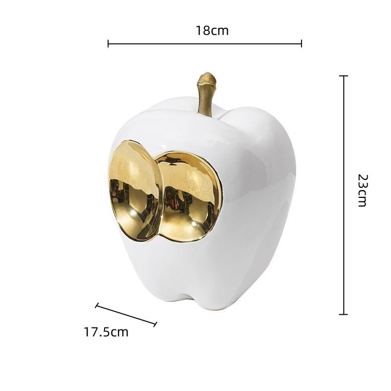 Artigianato Ceramico Mela Dorata Mela Astratta con Spazio Vuoto Frutta Simulato Scultura Figure Decorative Accessori per la Decorazione della Casa