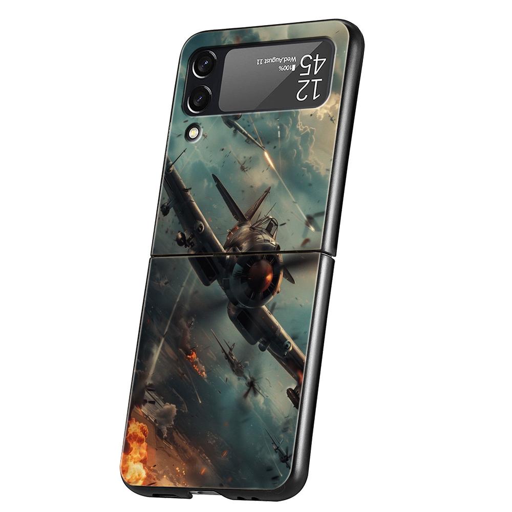 Aircraft Airplane cool Phone Case For Samsung Galaxy Z Flip 3 4 5 6 7 Hard Folding PC For Samsung Z Flip3 Flip4 Flip5 Cover