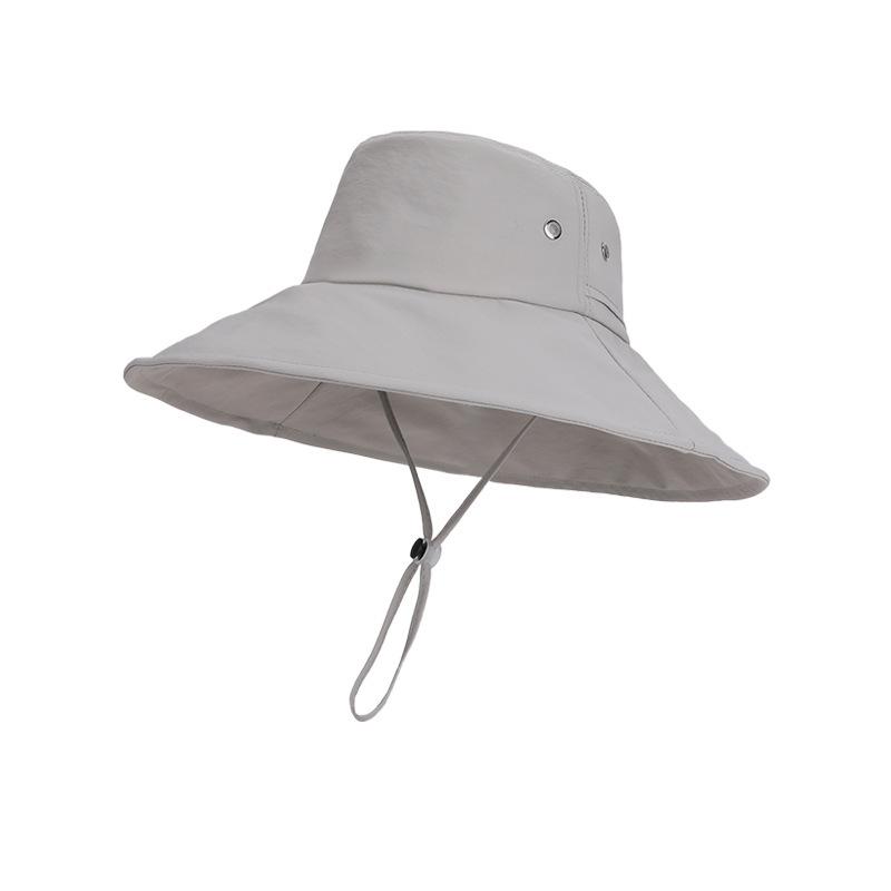 Spring/Summer Outdoor Wide-Brim Hat, Ponytail-Ready Bucket , Hiking & Camping Cap for Women, European & Am